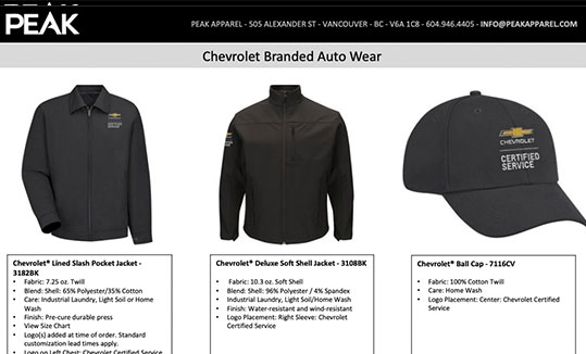 Car Dealership Uniforms Catalogue